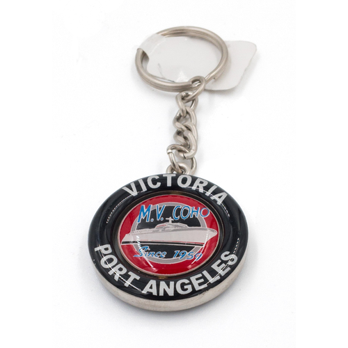 Black Ball spinner keychain front view