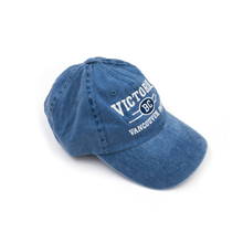 Load image into Gallery viewer, blue Victoria hat side view
