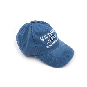 blue Victoria hat side view
