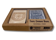 Load image into Gallery viewer, Black Ball Ferry Travel Cribbage Board with Badge Logo
