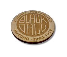Load image into Gallery viewer, Black Ball Retro Logo Laser Etched Magnet

