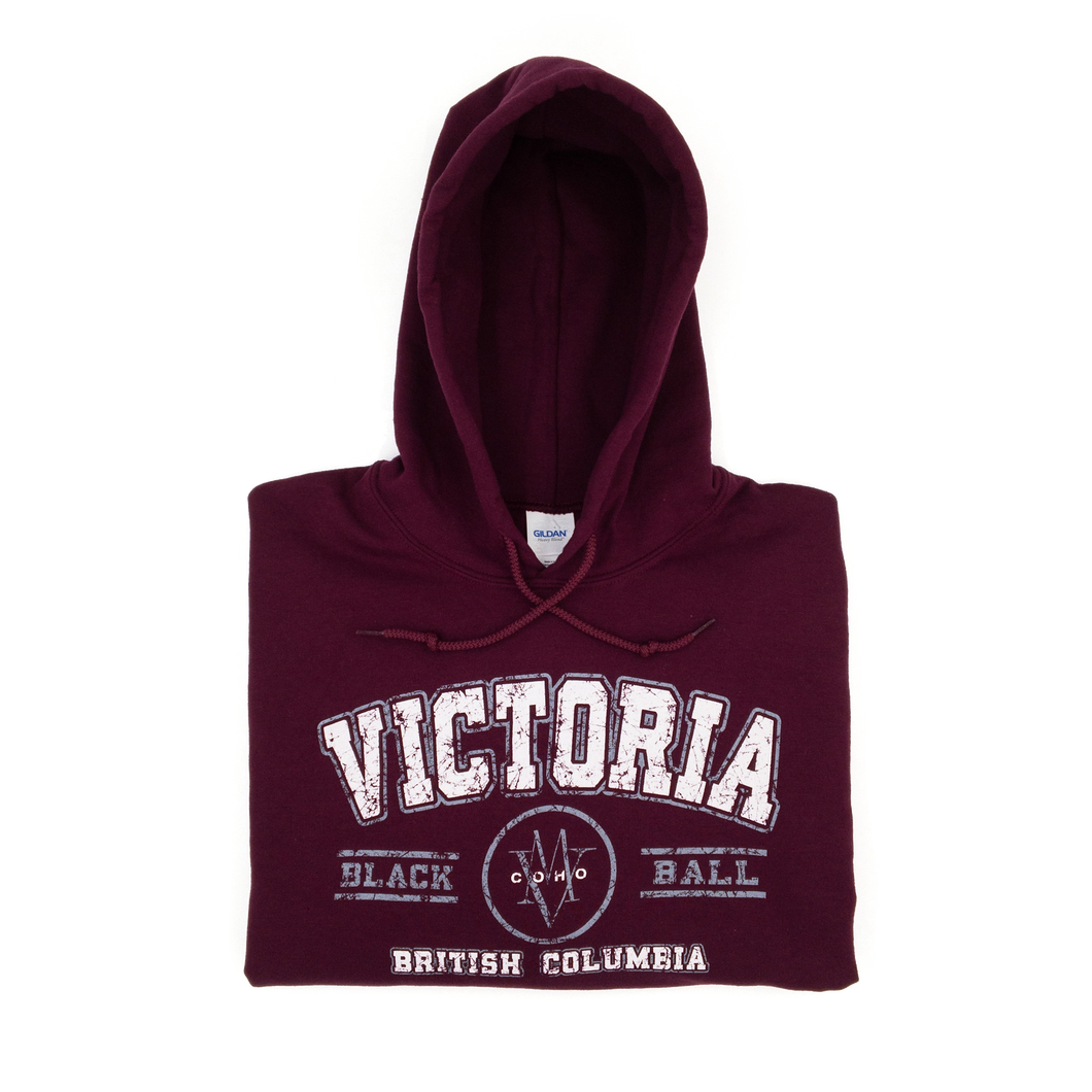 maroon Victoria hoodie folded