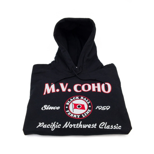 black MV COHO hoodie folded