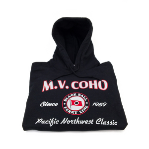 black MV COHO hoodie folded