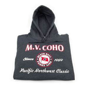 charcoal grey MV COHO hoodie folded