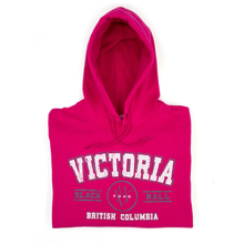 Load image into Gallery viewer, pink women&#39;s Victoria hoodie folded
