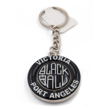 Load image into Gallery viewer, Black Ball spinner keychain back view
